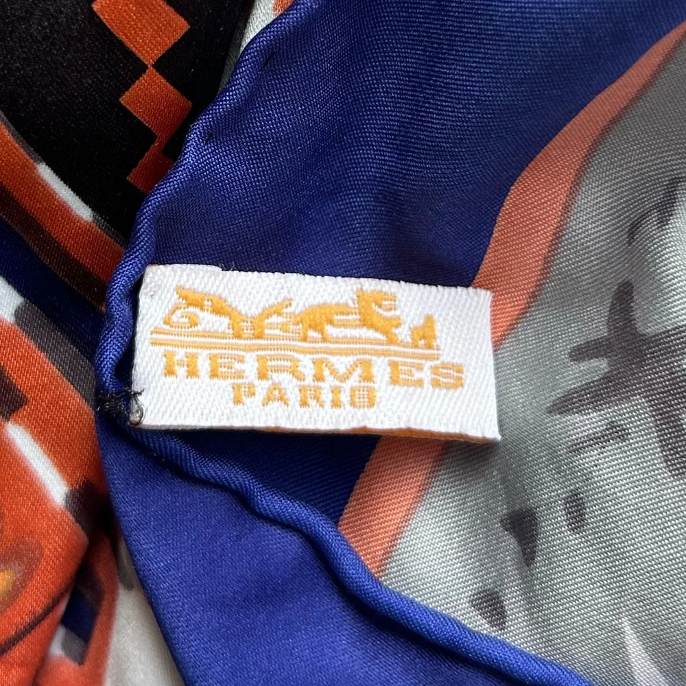 silk scarf  VALOIS VINTAGE PARIS xl size printed kachina - Picture 3 of 11